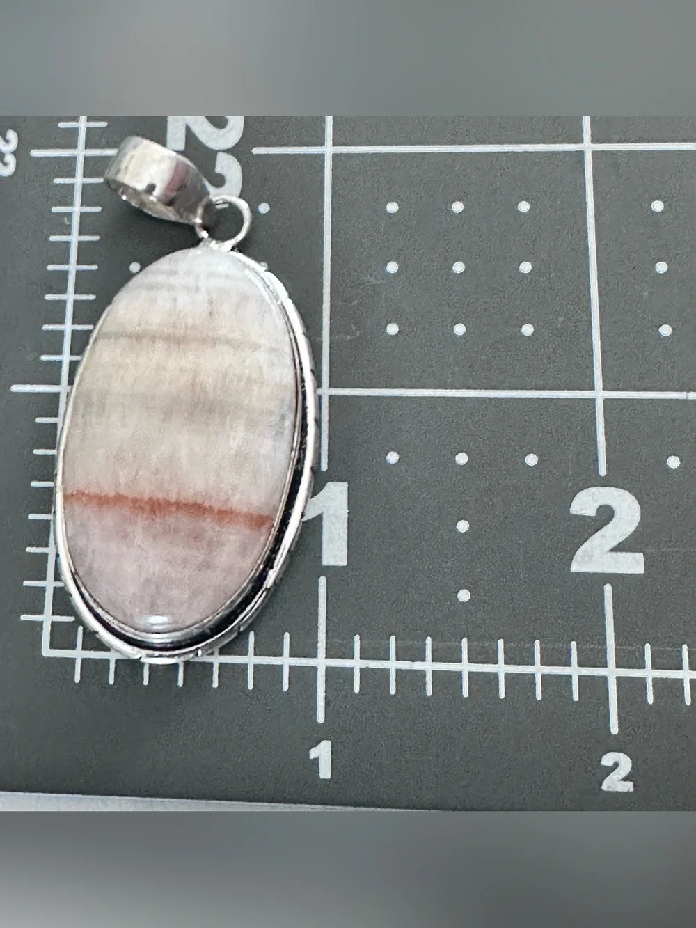 Artisan CALCITE Oval Cream and White Stone Pendant Necklace